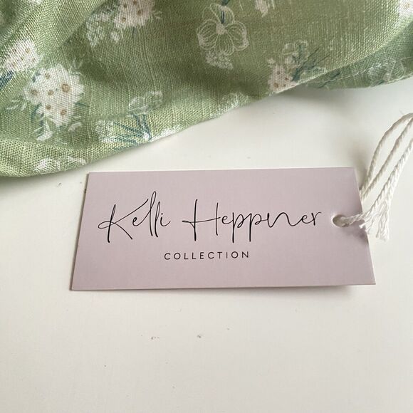 Kelli Heppner Collection Dress Size Large The Floral Print Midi Absinth Green - Picture 10 of 10